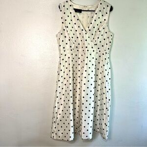 Black Label by Evan Picone white & black sleeveless polka dot dress, Sz 12. EUC.
